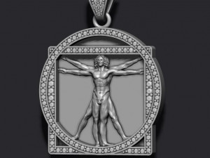 Vitruvian man pendant basrelief 3D-printmodel