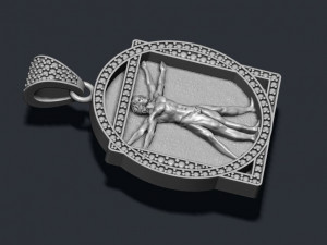 Vitruvian man pendant basrelief 3D-printmodel
