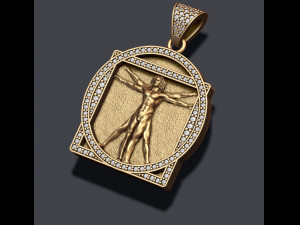 Vitruvian man pendant basrelief 3D-printmodel