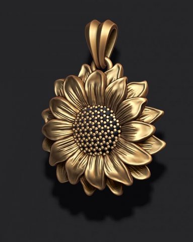 Sunflower pendant 3Dプリントモデル .c4d .max .obj .3ds .fbx .stl .blend 
