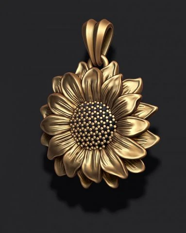 Sunflower pendant 3D Print Model .c4d .max .obj .3ds .fbx .stl .blend 