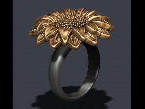 Sunflower ring 3D Print Model