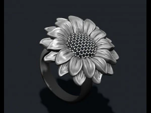 Sunflower ring 3D Print Model