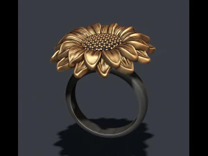 Sunflower ring 3D Print Model