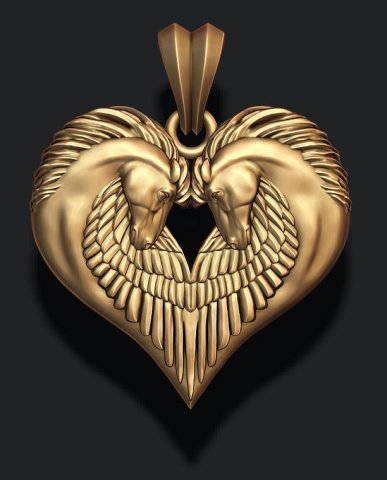Twin pegasus pendant Modello di stampa 3D .c4d .max .obj .3ds .fbx .stl .blend 