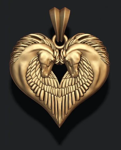 Twin pegasus pendant 3D Print Model .c4d .max .obj .3ds .fbx .stl .blend 