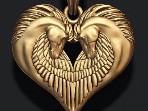Twin pegasus pendant 3D Print Model