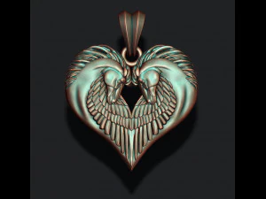 Twin pegasus pendant 3D Print Model