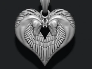 Twin pegasus pendant 3D Print Model