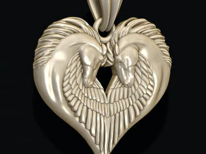 Twin pegasus pendant 3D Print Model