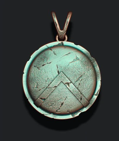 Spartan shield pendant 3D Print Model .c4d .max .obj .3ds .fbx .stl .blend 
