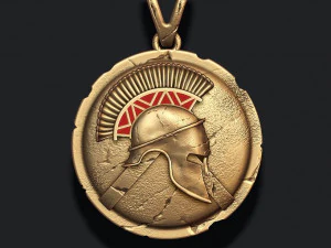 スパルタン ヘルメット シールド ペンダント 3Dプリントモデル