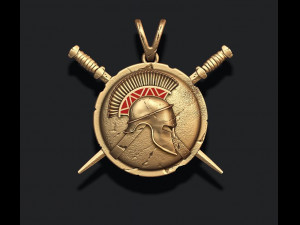 Spartan helmet shield sword pendant 3D Print Model