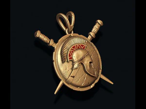 Spartan helmet shield sword pendant 3D Print Model