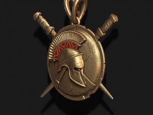 Spartan helmet shield sword pendant 3Dプリントモデル