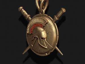 Spartan helmet shield sword pendant 3D Print Model
