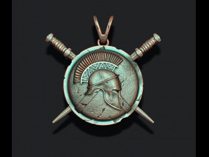 Spartan helmet shield sword pendant 3Dプリントモデル