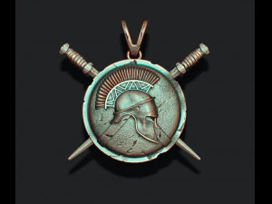 Spartan helmet shield sword pendant 3D Print Model