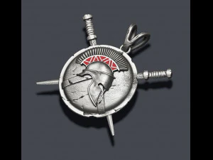 Spartan helmet shield sword pendant 3D Print Model