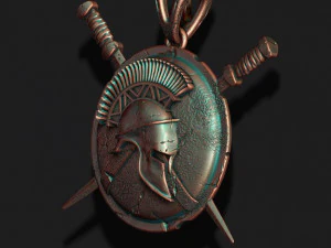 Spartan helmet shield sword pendant 3D Print Model