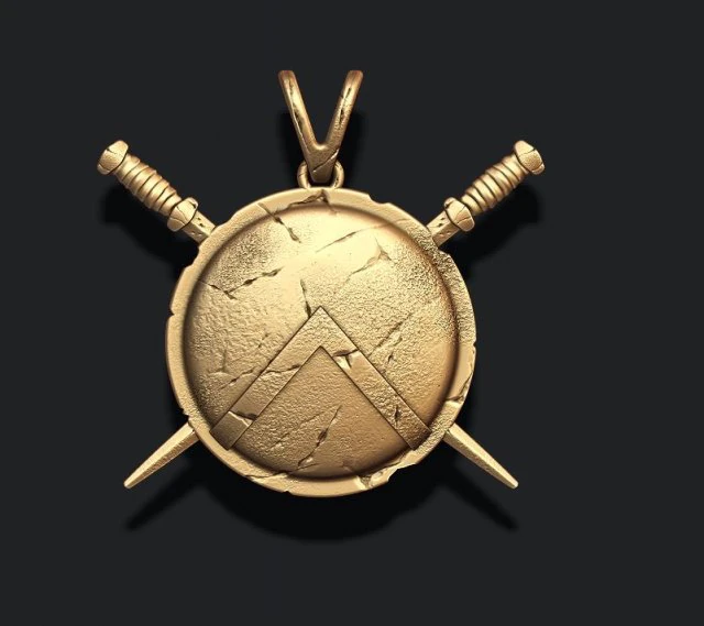 Spartan shield sword pendant 3D Print Model .c4d .max .obj .3ds .fbx .stl .blend 