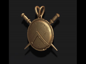 Spartan shield sword pendant 3D-Druckmodell
