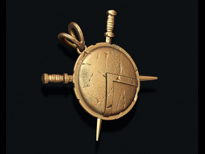 Spartan shield sword pendant 3D-Druckmodell