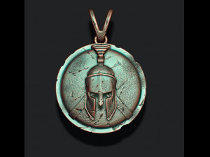 Spartan helmet shield pendant Modelo de Impressão 3D