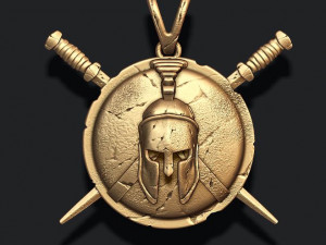 Spartan helmet shield sword pendant 3D Baskı Modeli