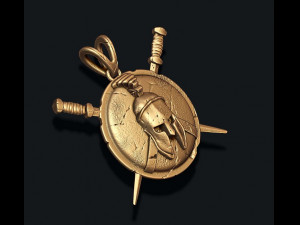 Spartan helmet shield sword pendant 3D Baskı Modeli