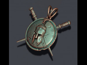 Spartan helmet shield sword pendant 3D Baskı Modeli
