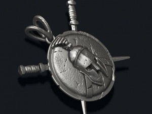 Spartan helmet shield sword pendant 3D Baskı Modeli