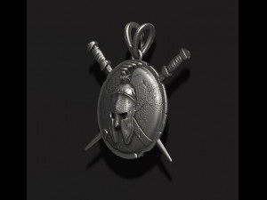 Spartan helmet shield sword pendant 3D Baskı Modeli