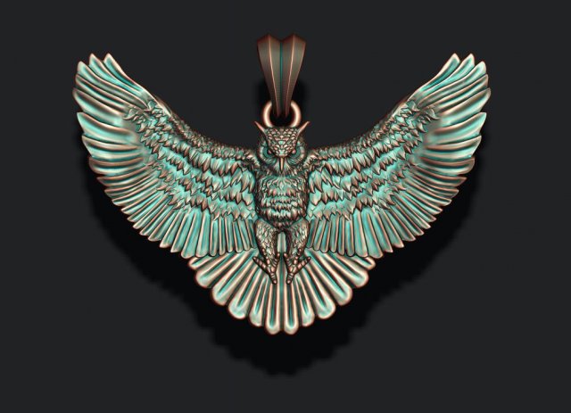 Owl pendant 3D Print Model .c4d .max .obj .3ds .fbx .stl .blend 