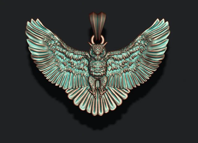Owl pendant 3D Print Model .c4d .max .obj .3ds .fbx .stl .blend
