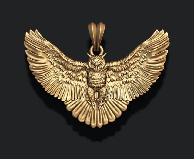 Owl pendant basrelief 3D Print Model .c4d .max .obj .3ds .fbx .stl .blend 