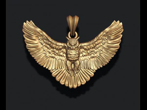 フクロウペンダント浅浮き彫り 3Dプリントモデル