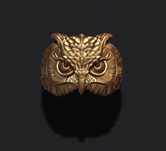 Owl ring 3d print model 3Dプリントモデル .c4d .max .obj .3ds .fbx .stl .blend 