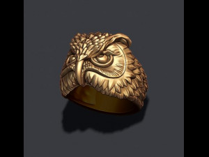 Owl ring 3d print model 3Dプリントモデル