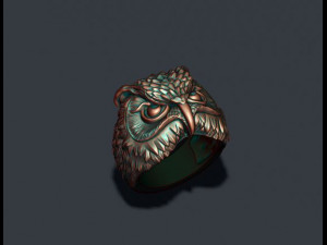 Owl ring 3d print model 3Dプリントモデル
