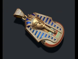 Pharaoh pendant with gems and enamel 3D Print Model