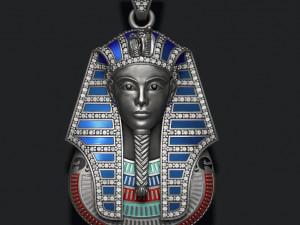 Pharaoh pendant with gems and enamel Modello di stampa 3D