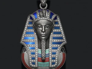 Pharaoh pendant with gems and enamel 3D Print Model