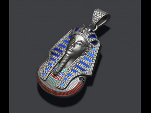 Pharaoh pendant with gems and enamel 3D Print Model
