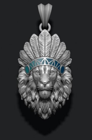 Native lion pendant 3D-printmodel .c4d .max .obj .3ds .fbx .stl .blend 