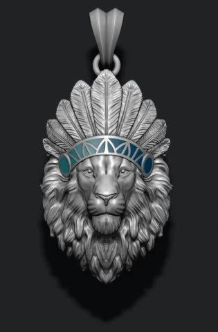 Native lion pendant 3D Print Model .c4d .max .obj .3ds .fbx .stl .blend 