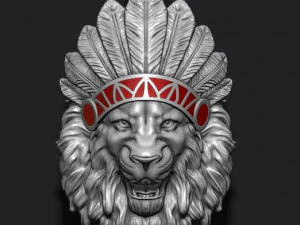 Native lion open mouth pendant 3D Print Model
