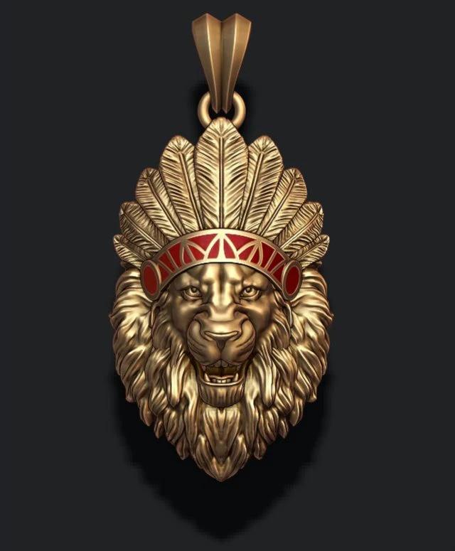 Native lion open mouth pendant 3D Print Model .c4d .max .obj .3ds .fbx .stl .blend