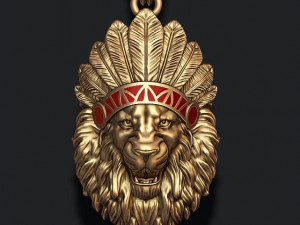 Native lion open mouth pendant 3D Print Model