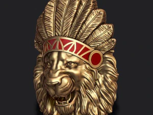 Native lion open mouth pendant 3D Print Model